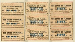 State of Florida - Set of 3 Sheets of 3 Notes - SOLD